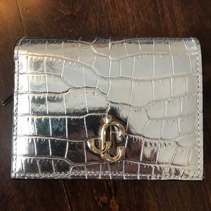 Jimmy Choo Silver Hanne Metalic Leather Wallet